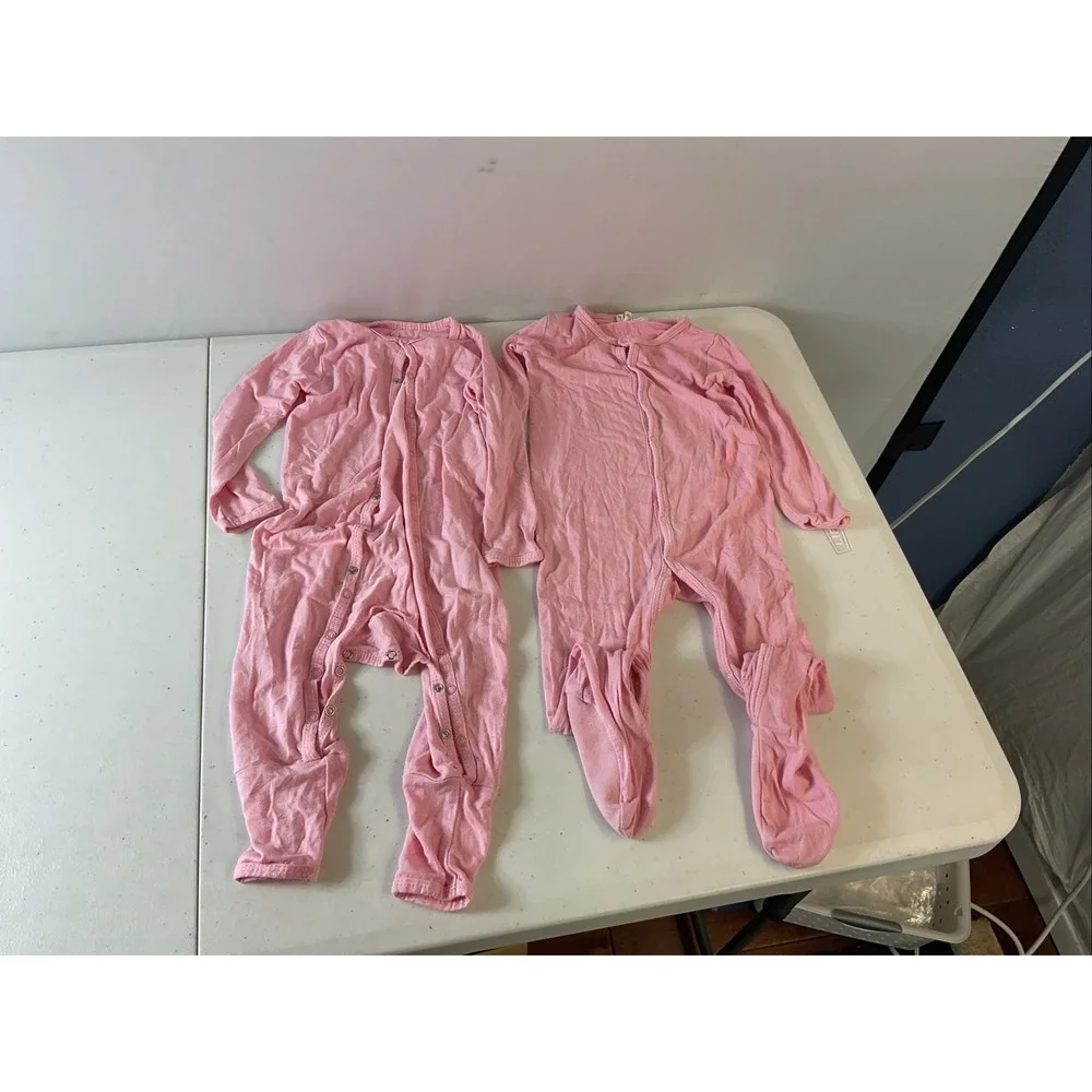 Lot of 2 KYTE Baby Pink Bamboo Snap Button Pajamas Long Sleeve Soft 18-24 months